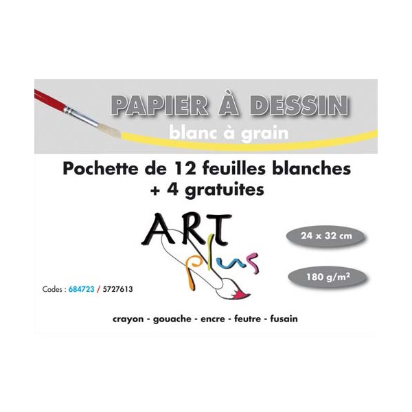 ARTPLUS BY ARTLINE Pochette de 12 feuilles +4 gratuites dessin 180g format A4+