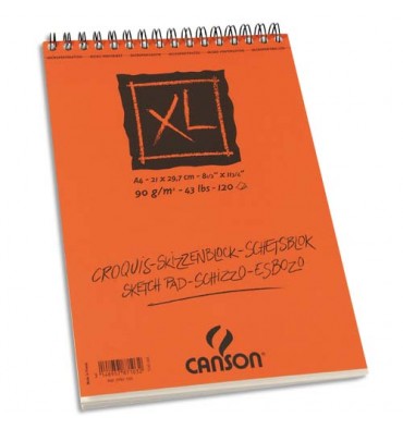 CANSON Album de 120 feuilles de papier dessin CROQUIS XL spirale 90g A4 