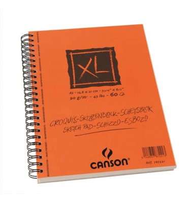 CANSON Album de 60 feuilles papier dessin CROQUIS XL spirale grand côté 90g A5 