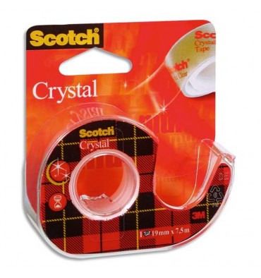SCOTCH Ruban adhésif Crystal 600 sur dévidoir, 19 mm x 7,5 m