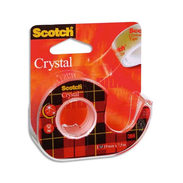 SCOTCH Ruban adhésif Crystal 600 sur dévidoir, 19 mm x 7,5 m