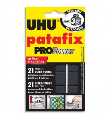 UHU Etui de 21 pastilles Patafix Pro Power adhésives résistantes pour utilisation intérieure et extérieure