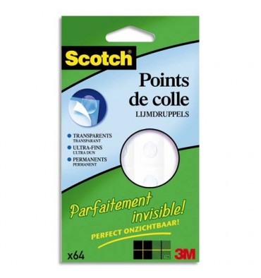 SCOTCH Pochette de 64 Points de Colle, pastilles Invisible Dots