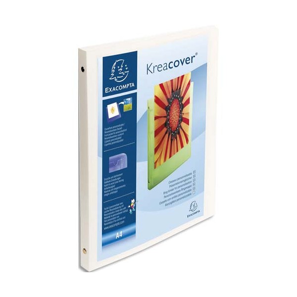 EXACOMPTA Classeur personnalisable KREACOVER en polypropylène, dos 2 cm, pour A4 coloris blanc