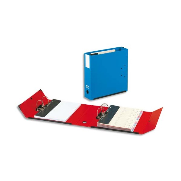 ARIANEX Classeur à deux leviers en carton fort intérieur et extérieur bleu, dos de 9,5 cm mécanismes amovibles