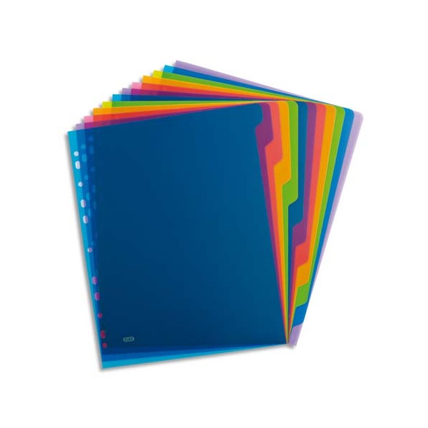OXFORD Intercalaire COLOR LIFE 12 touches polypropylène translucide A4 maxi, coloris assortis