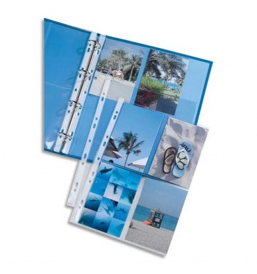 ELBA Sachet de 10 pochettes perforées pour 8 photos 10 x 15 cm, en polypropylène 9/100e, fond transparent