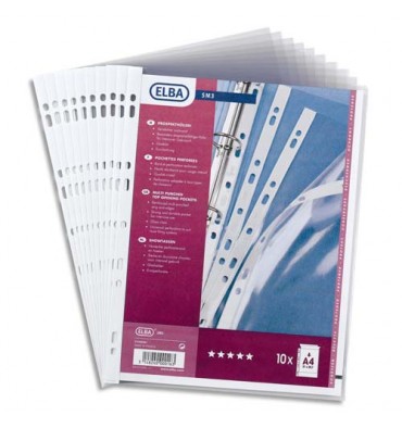 10 pochettes perforées transparentes pour 3 CD / DVD - ELBA
