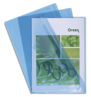 EXACOMPTA Boîte de 100 pochettes coin en PVC 13/100e, coloris bleu