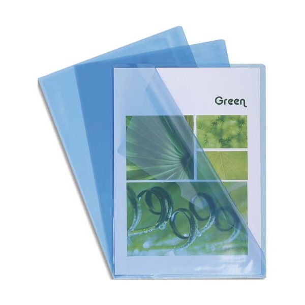 EXACOMPTA Boîte de 100 pochettes coin en PVC 13/100e, coloris bleu