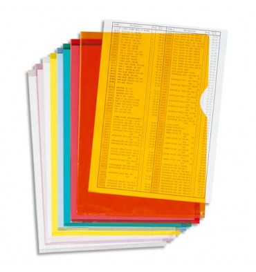 EXACOMPTA Boîte de 100 pochettes coin en PVC 13/100e, coloris assortis