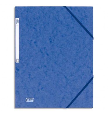 ELBA Chemise 3 rabats et élastique Eurofolio en carte lustrée 5/10e, coloris bleu