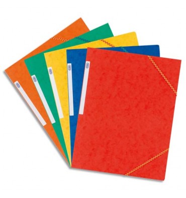 ELBA Chemise à 3 rabats et élastiques en carte lustrée TOP FILE, format A5, coloris assortis