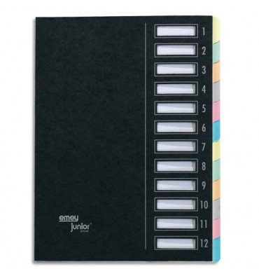 EMEY Trieur EMEY JUNIOR en carte avec système clip, 12 compartiments, coloris noir