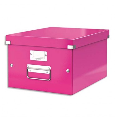 LEITZ Boîte CLICK&STORE M-Box. Format A4 - Dimensions : L281xH200xP369mm. Coloris Rose Wow.