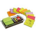 POST-IT Support Millenium + 12 blocs Z-notes 7,6 x 7,6 cm coloris néon + 1 carte 10 index standard 2,54 cm