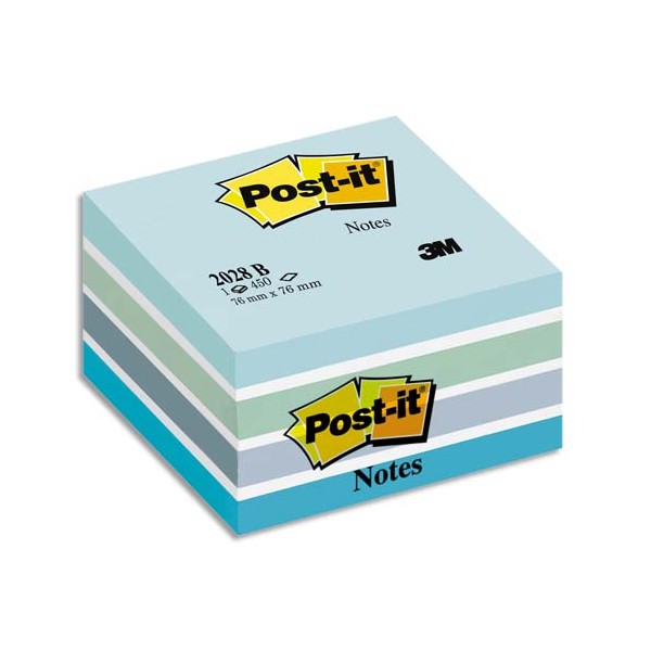 POST-ITCube Light Relax 7,6 x 7,6 cm - 450 feuilles Pastel bleu