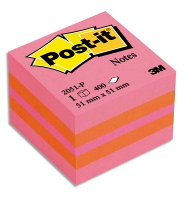 POST-IT Mini bloc cube PLAISIR Classique 5,1 x 5,1 cm 400 feuilles