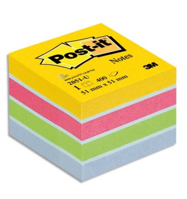POST-IT Mini bloc cube 400 feuilles 5,1 x 5,1 cm couleur assortis Energie