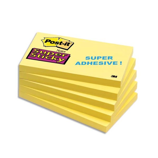 POST-IT Bloc repositionnable SUPER STICKY 90 feuilles 76 x 127 mm jaune jonquille