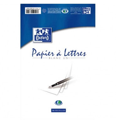 OXFORD Bloc papier à lettres 50 feuilles 80g 148x210 mm uni