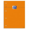 OXFORD Bloc agrafé cotés perforés, 230 x 297 mm papier blanc seyès, couverture orange 