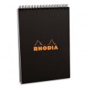 RHODIA Bloc reliure intégrale en-tête couverture noire n°16 format 14,8 x 21 cm réglure 5x5