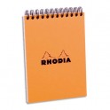 RHODIA Bloc de direction couverture reliure intégrale en-tête orange 80 feuilles format A6 réglure 5x5