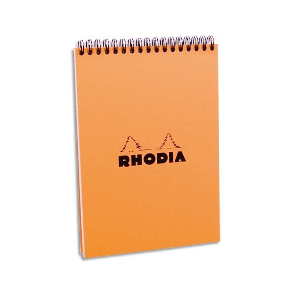RHODIA Bloc de direction couverture reliure intégrale en-tête orange 80 feuilles format A5 réglure 5x5