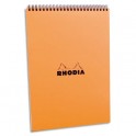 RHODIA Bloc de direction couverture reliure intégrale en-tête orange 80 feuilles format A4 réglure 5x5