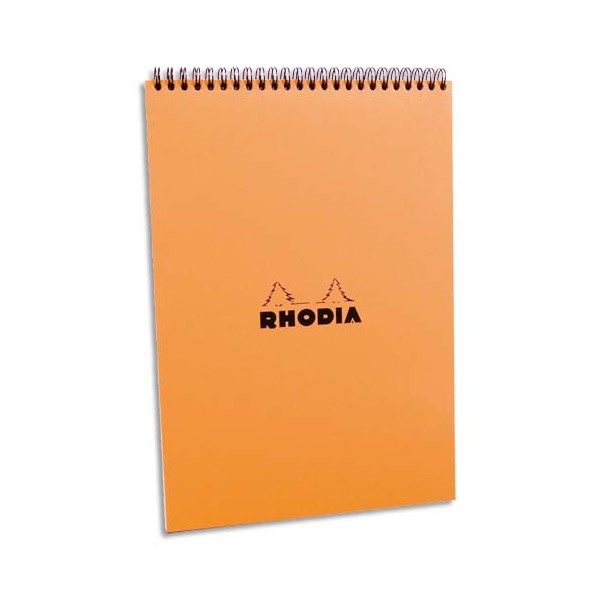 RHODIA Bloc de direction couverture reliure intégrale en-tête orange 80 feuilles format A4 réglure 5x5