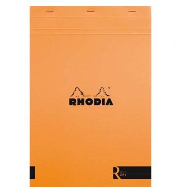 RHODIA Bloc coloR agrafé en-tête 21 x 31,8 cm 140 pages lignées. Couverture rembordée orange