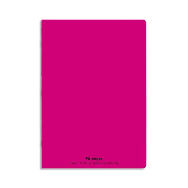 CONQUERANT Cahier piqûre 96 pages Seyès 24 x 32 cm. Couverture polypropylène rose