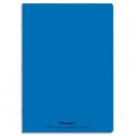 CONQUERANT Cahier piqûre 96 pages Seyès 17 x 22  cm. Couverture polypropylène bleu
