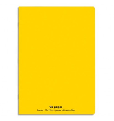 CONQUERANT Cahier piqûre 96 pages Seyès 17 x 22  cm. Couverture polypropylène jaune