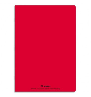 CONQUERANT Cahier piqûre 96 pages Seyès 17 x 22  cm. Couverture polypropylène rouge