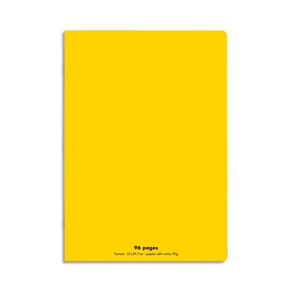 CONQUERANT Cahier piqûre 96 pages Seyès 21 x 29,7 cm. Couverture polypropylène jaune