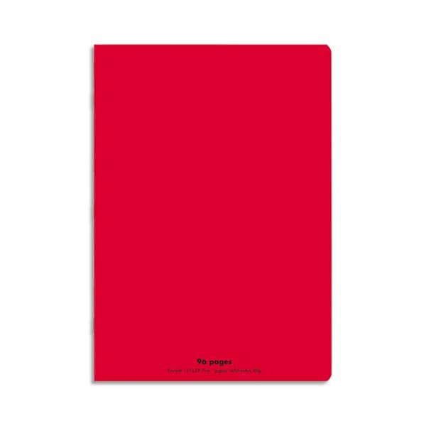 CONQUERANT Cahier piqûre 96 pages Seyès 21 x 29,7 cm. Couverture polypropylène rouge