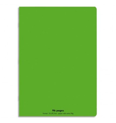CONQUERANT Cahier piqûre 96 pages Seyès 21 x 29,7 cm. Couverture polypropylène vert