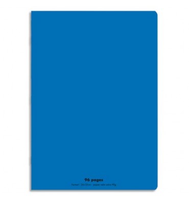 CONQUERANT Cahier piqûre 96 pages Seyès 24 x 32 cm. Couverture polypropylène bleu