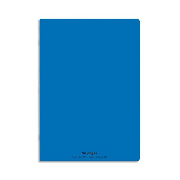 CONQUERANT Cahier piqûre 96 pages Seyès 24 x 32 cm. Couverture polypropylène bleu