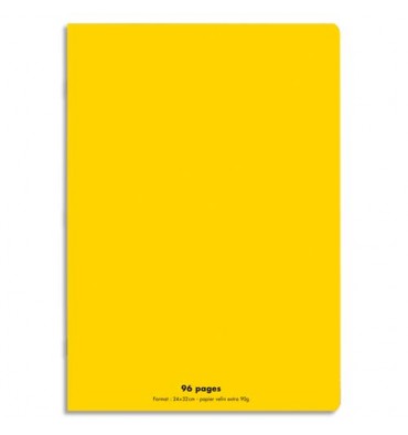 CONQUERANT Cahier piqûre 96 pages Seyès 24 x 32 cm. Couverture polypropylène jaune