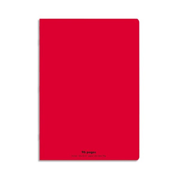 CONQUERANT Cahier piqûre 96 pages Seyès 24 x 32 cm. Couverture polypropylène rouge