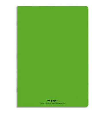CONQUERANT Cahier piqûre 96 pages Seyès 24 x 32 cm. Couverture polypropylène vert