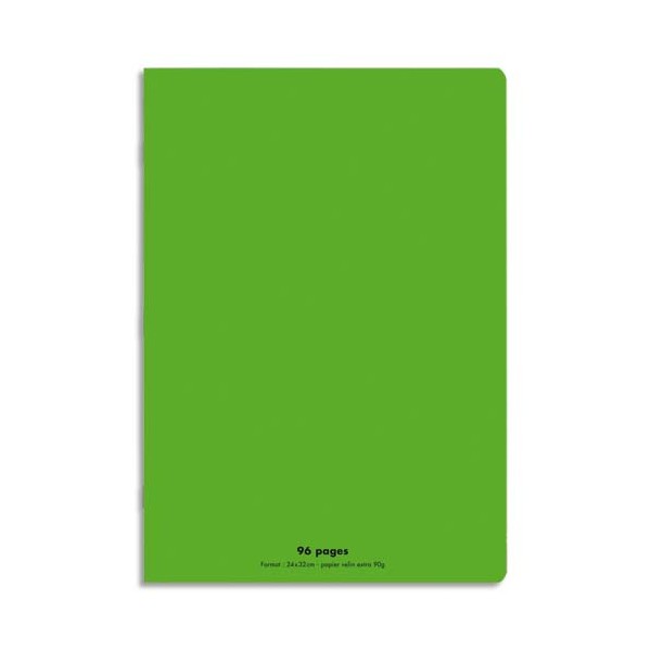 CONQUERANT Cahier piqûre 96 pages Seyès 24 x 32 cm. Couverture polypropylène vert