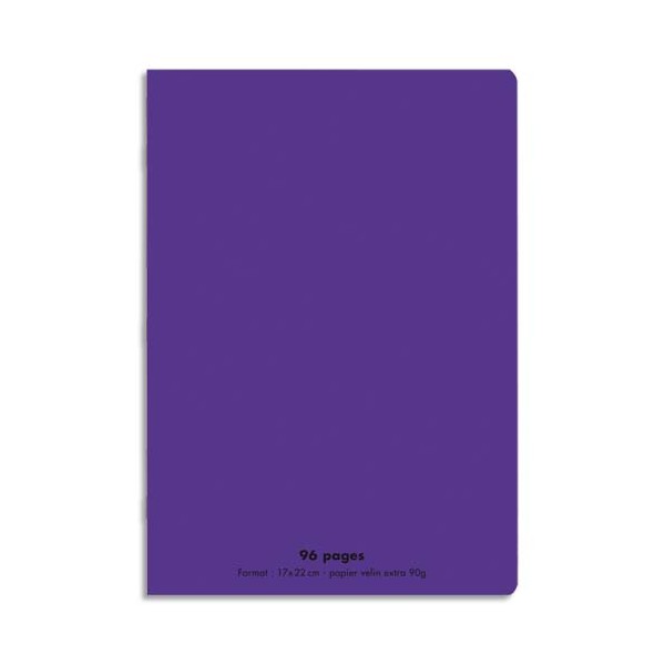 CONQUERANT Cahier piqûre 96 pages Seyès 17 x 22  cm. Couverture polypropylène violet