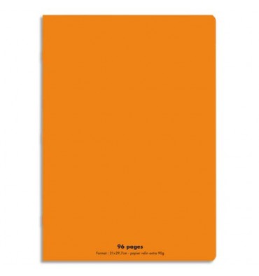CONQUERANT Cahier piqûre 96 pages Seyès 21 x 29,7 cm. Couverture polypropylène orange