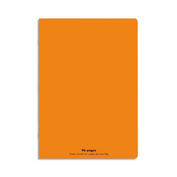 CONQUERANT Cahier piqûre 96 pages Seyès 21 x 29,7 cm. Couverture polypropylène orange