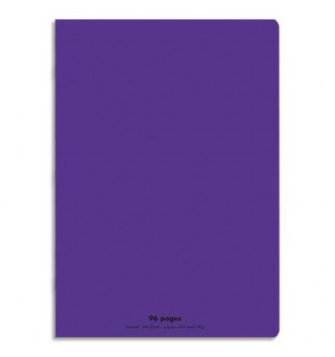 CONQUERANT Cahier piqûre 96 pages Seyès 24 x 32 cm. Couverture polypropylène violet