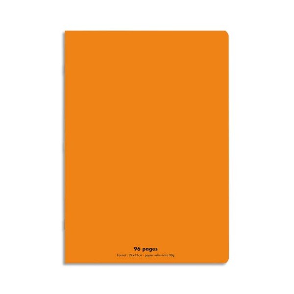 CONQUERANT Cahier piqûre 96 pages Seyès 24 x 32 cm. Couverture polypropylène orange